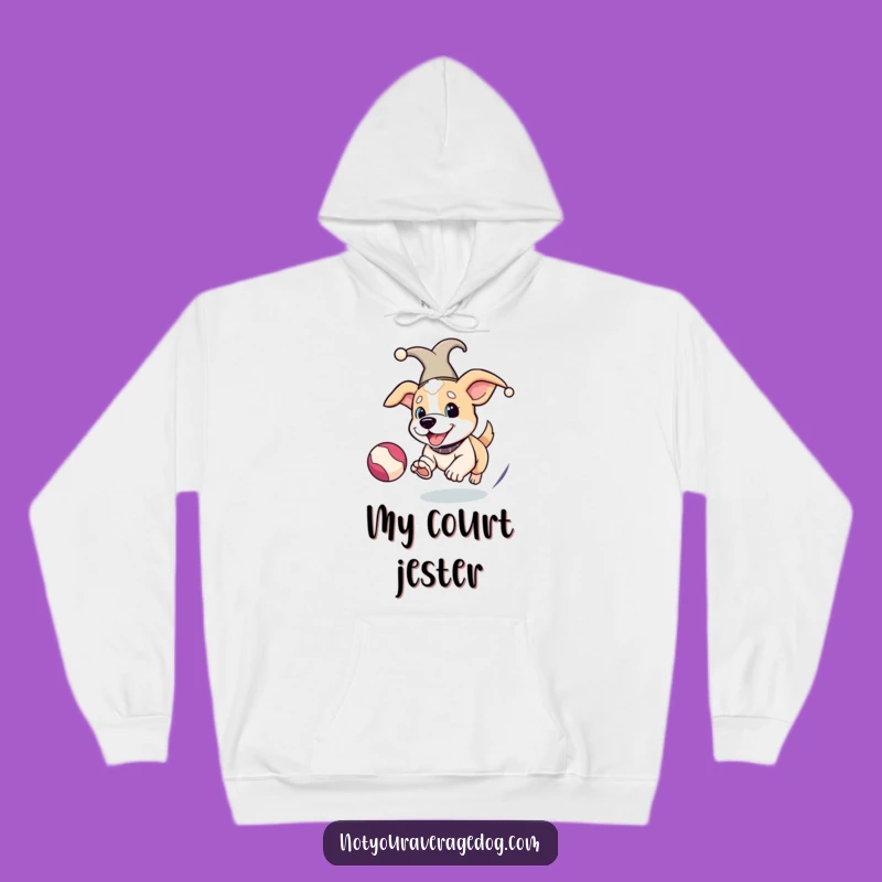 Funny Jester Dog Hoodie - Cozy Jester Hat Ball Chasing Comfort Gift