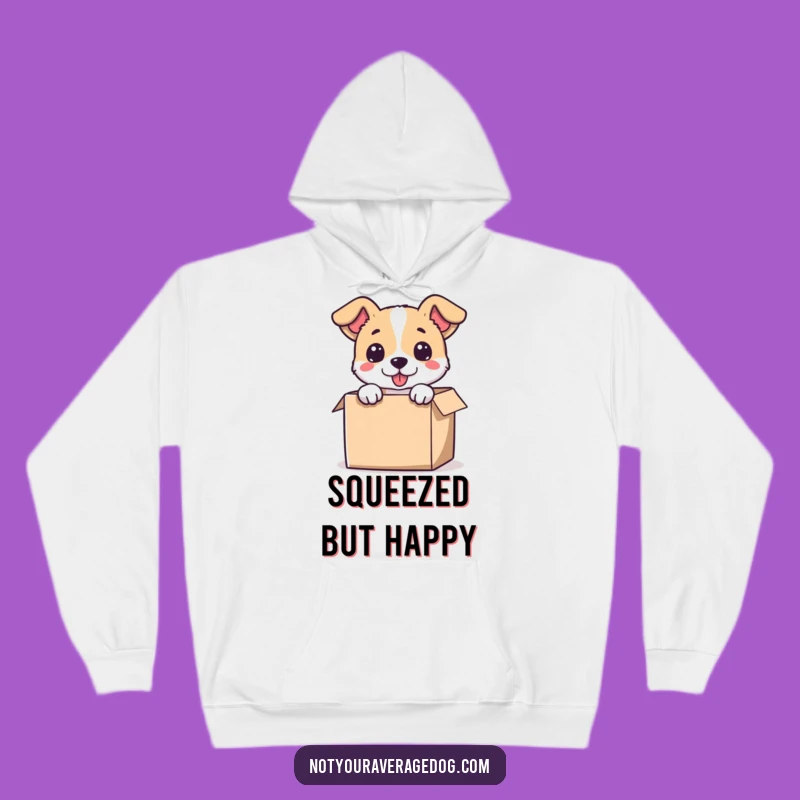 Cozy Funny Dog in Small Box Hoodie - Warm Hugs and Laughs