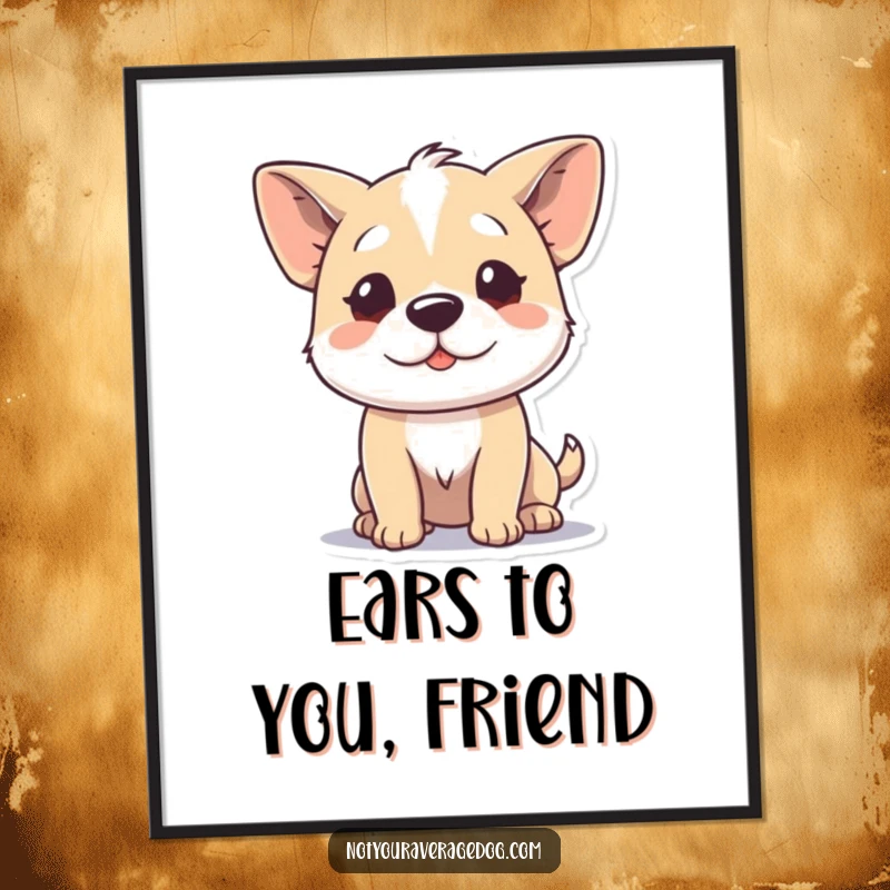 Funny Free Printable Wall Art: A dog showcasing its unique talent of wiggling its ears independently, adding charm to your room.