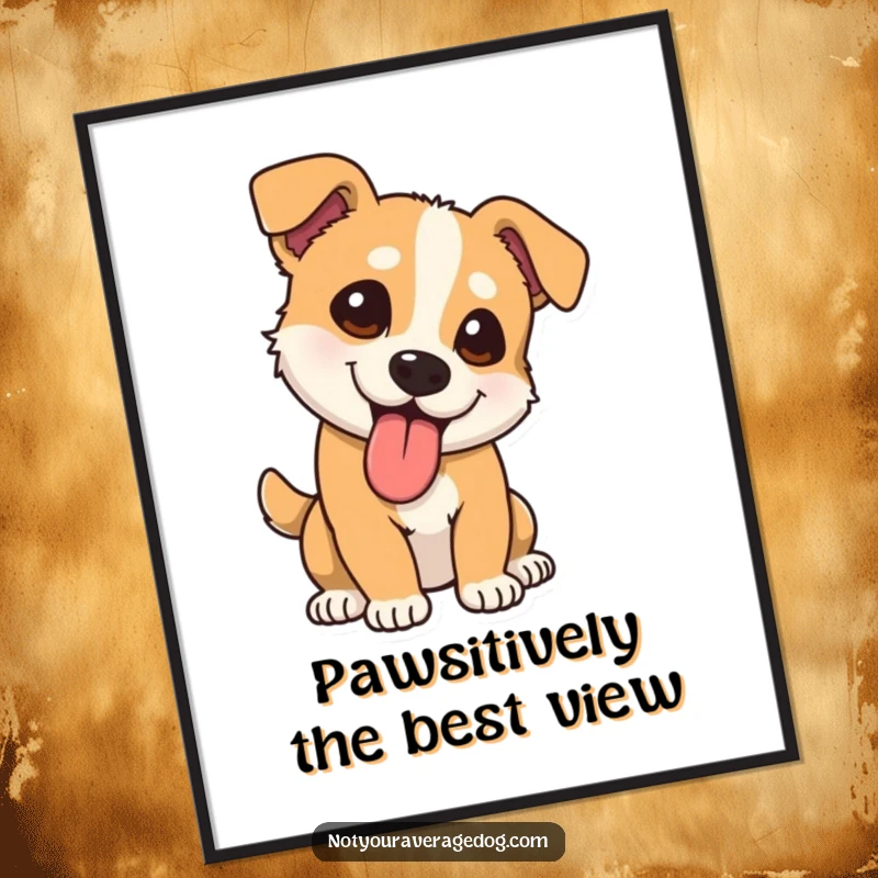 Funny Free Printable Wall Art: A dog's face dominating the frame, its long tongue lolling out comically.