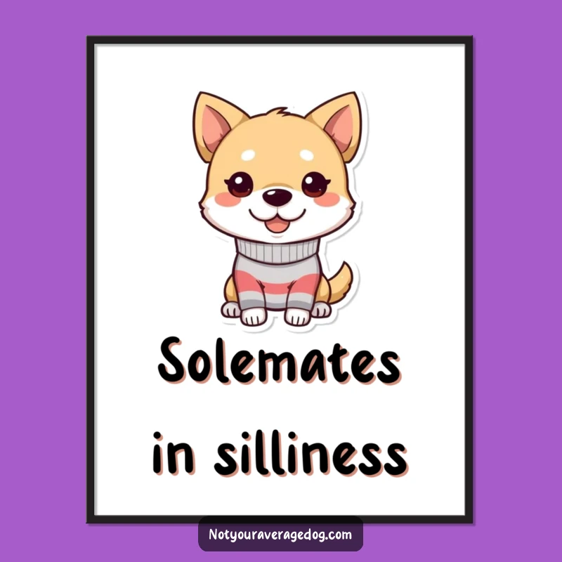 Free Printable Wall Art: Goofy Dog Mismatched Sock Funny Downloadable Art Gift