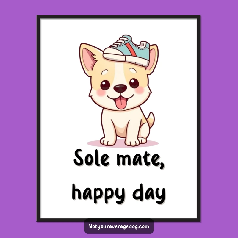 Free Printable Wall Art: Silly Dog Shoe Hat, Hilarious Downloadable Decor