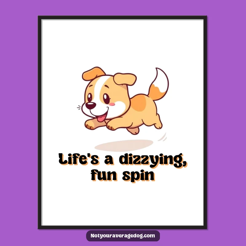 Funny Free Printable Wall Art: Dizzy Dog Tail Chase Decor