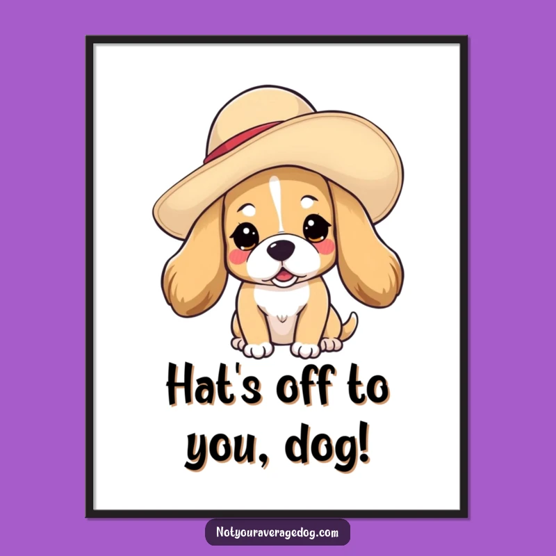 Free Printable Wall Art: Dog in Hat Funny Fashion Art Download