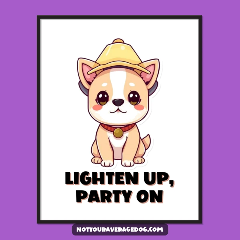 Free Printable Wall Art: Funny Dog Lampshade Hat Decor, Humorous Downloadable Art for Home