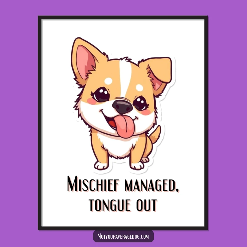 Free Printable Wall Art: Mischievous Dog Tongue Out - Downloadable Funny Decor