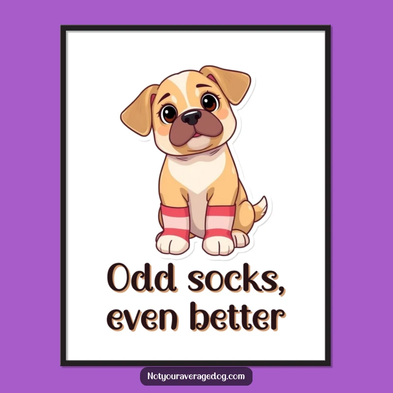 Funny Free Printable Wall Art: Bewildered Puppy Sock Decor