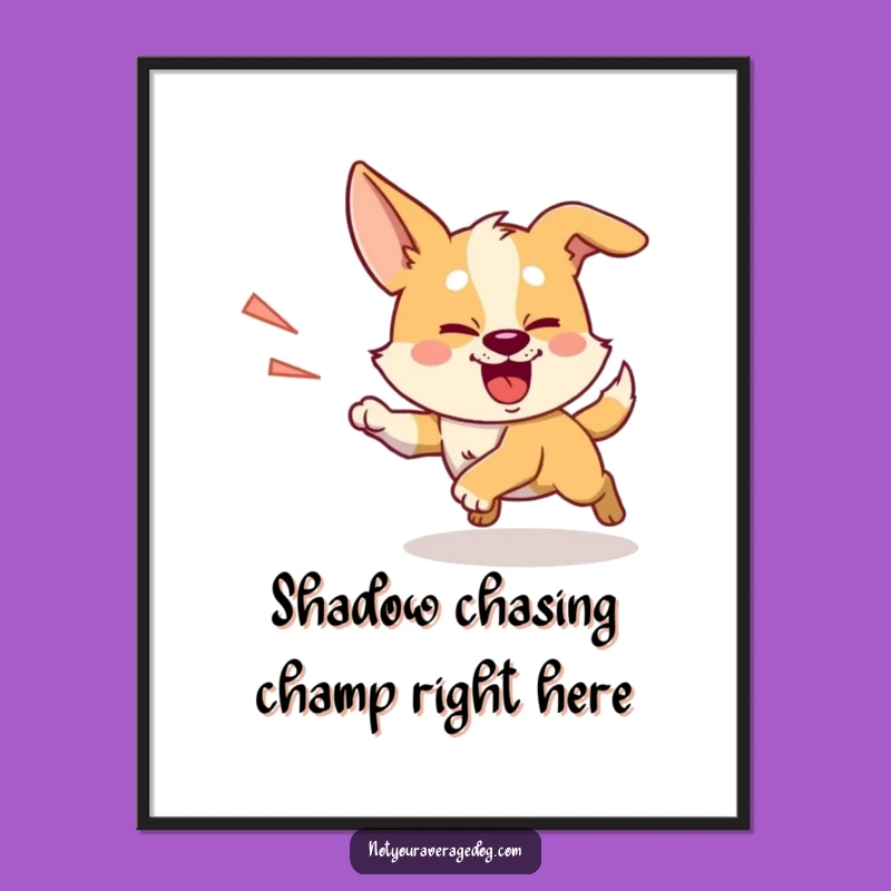 Free Printable Wall Art: Shadow Chasing Dog Funny Downloadable Art