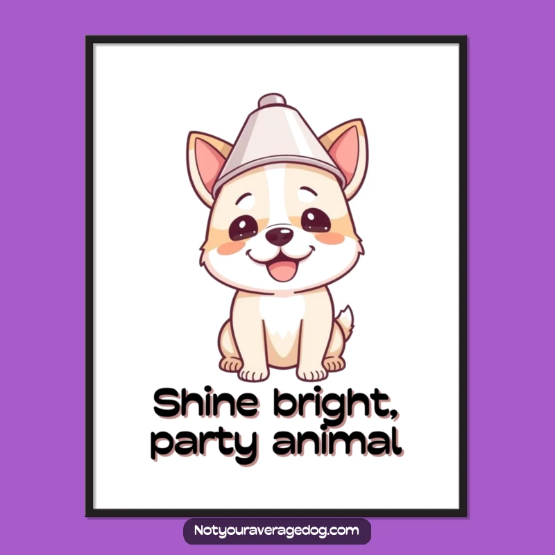 Free Printable Wall Art: Funny Dog Lampshade Party Vibe - Downloadable Quirky Decor