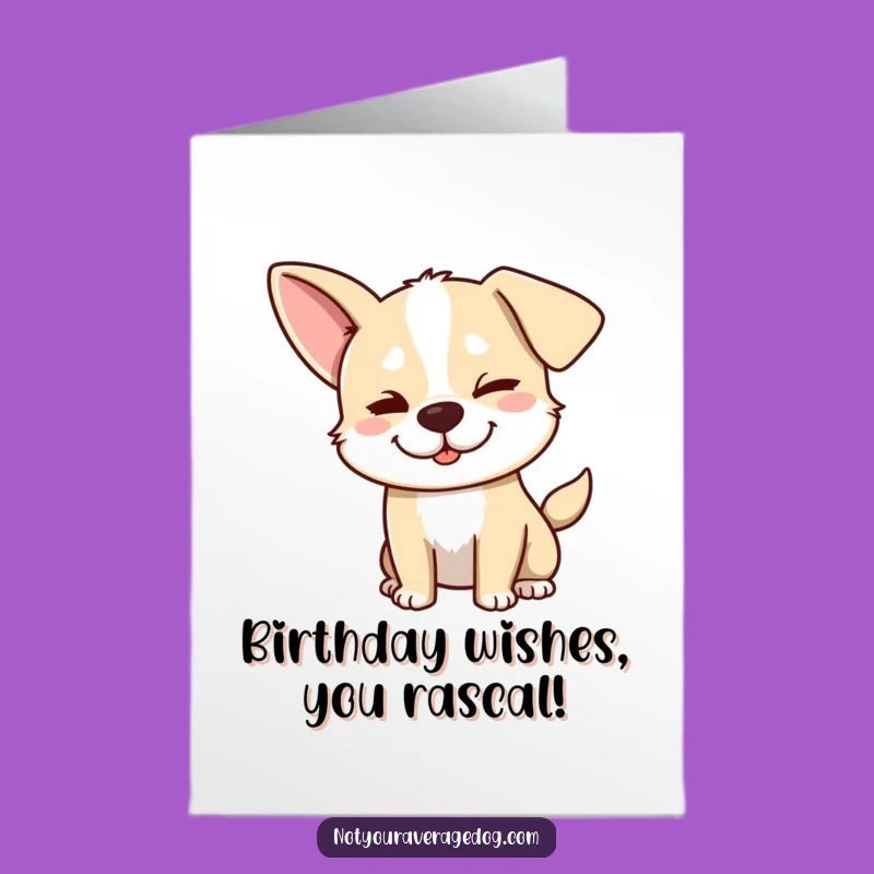 Free Printable Birthday Card: Mischievous Dog Wink! Funny Downloadable Greeting Gift.