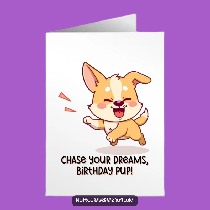 Free Printable Birthday Card: Shadow Chasing Dog Funny Downloadable Gift