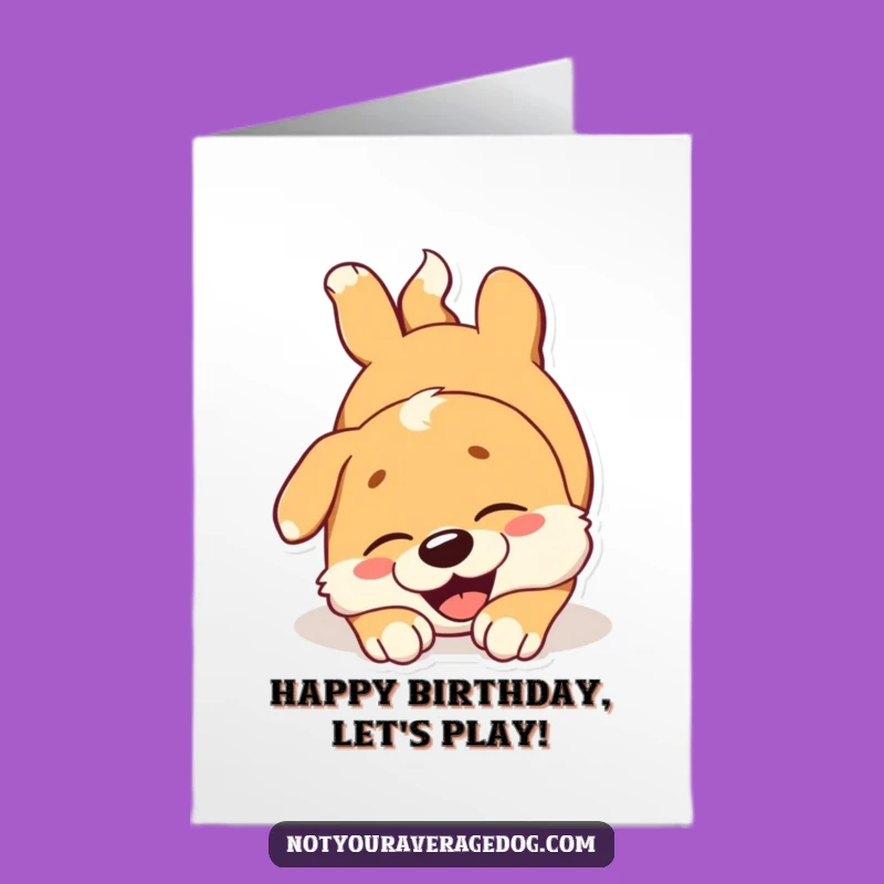 Free Printable Birthday Card: Joyful Tumbling Dog! Fun Downloadable Greeting Gift.