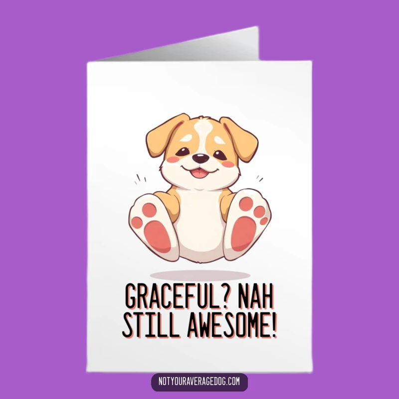 Free Printable Birthday Card: Tripping Dog Humor, Funny Downloadable Gift for Dog Lovers