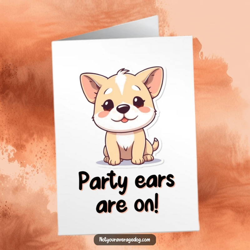 Funny Free Printable Birthday Card: A dog hilariously wiggles its ears independently, showcasing a unique talent for your celebration.
