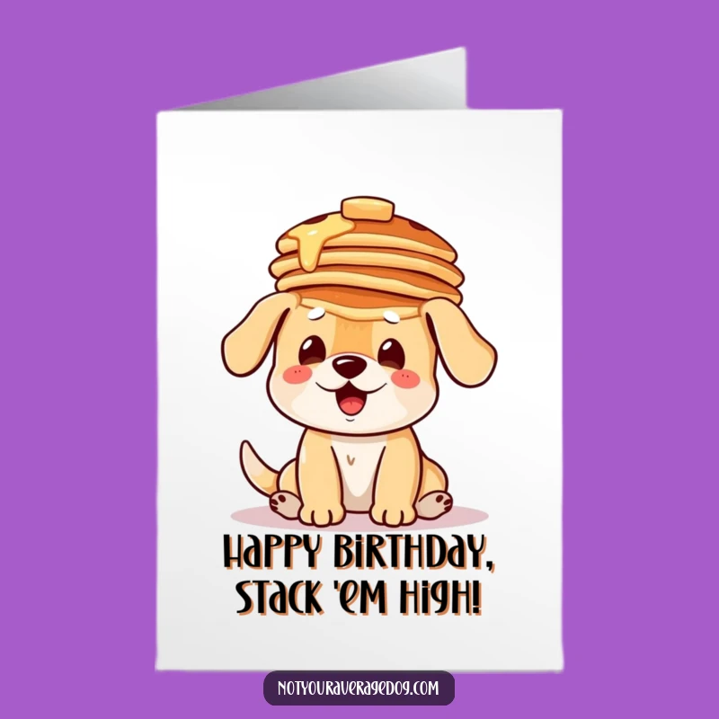 Free Printable Birthday Card: Pancake dog balances wishes!