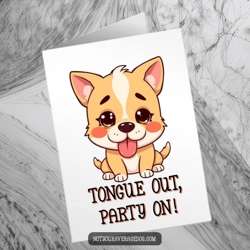 Funny Free Printable Birthday Card featuring a confused dog with its tongue sticking out goofily.