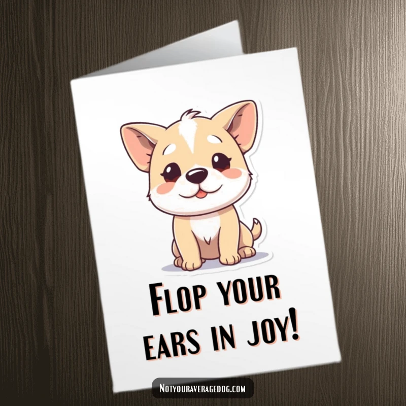 Funny Free Printable Congrats Card: A dog performing a silly ear wiggle, perfect for congratulating them with a unique touch.
