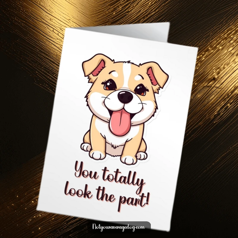 Funny Free Printable congratulations card showing a dog with its tongue sticking out sideways and eyes crossed, celebrating joyfully.