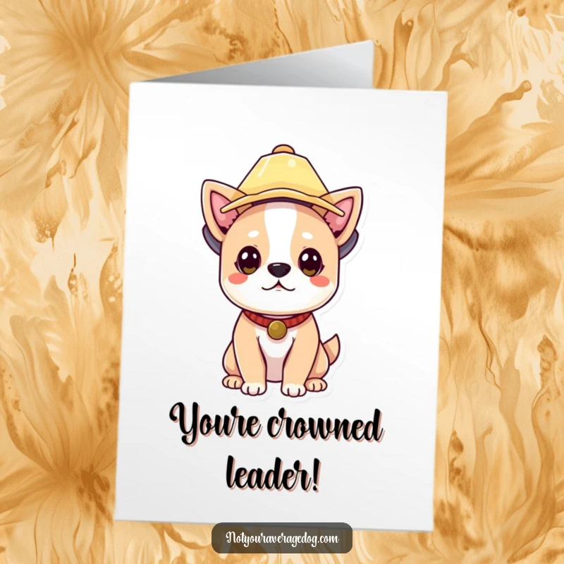 Funny Free Printable Congratulations Card: A dog looking dazed wearing a lampshade hat, celebrating wins.