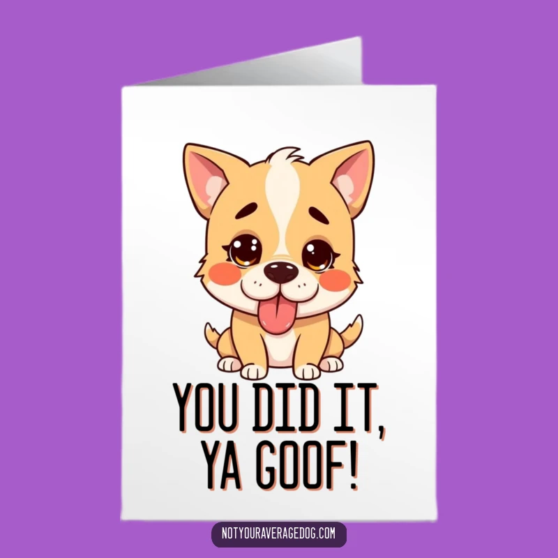 Free Printable Congrats Card: Silly Dog Tongue Out Funny Downloadable Gift