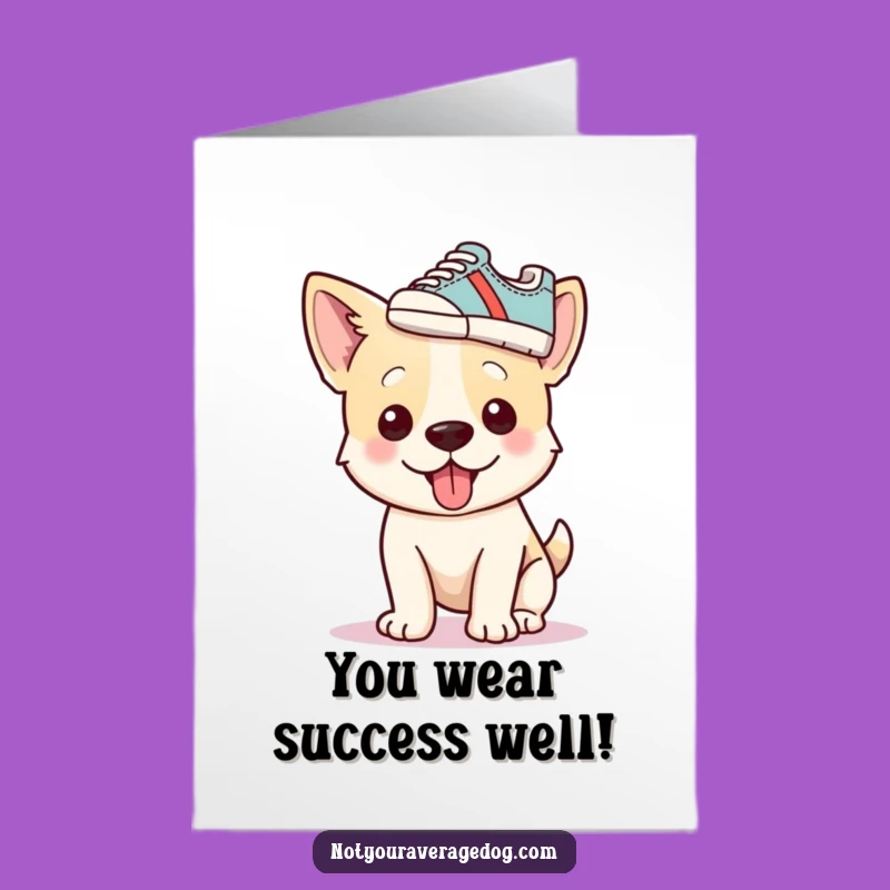 Free Printable Congratulations Card: Dog Shoe Hat, Funny Downloadable Gift