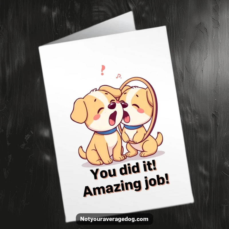 Funny Free Printable Congrats Card: A dog stares in disbelief at its own reflection, perfect for congratulating someone with a laugh.
