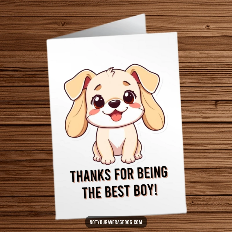 Funny Free Printable Thank You Card with a cute dog whose floppy ears convey heartfelt appreciation.