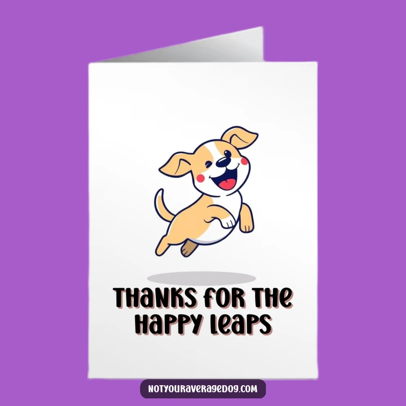 Free Printable Thank You Card: Excited Dog Jump Funny Gratitude Download