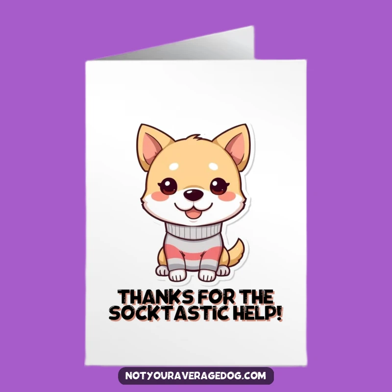 Free Printable Thank You Card: Goofy Dog Mismatched Sock Funny Downloadable Gift