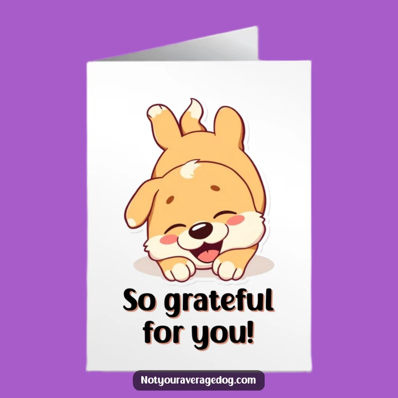 Free Printable Thank You Card: Joyful Tumbling Dog! Unique Downloadable Gift.