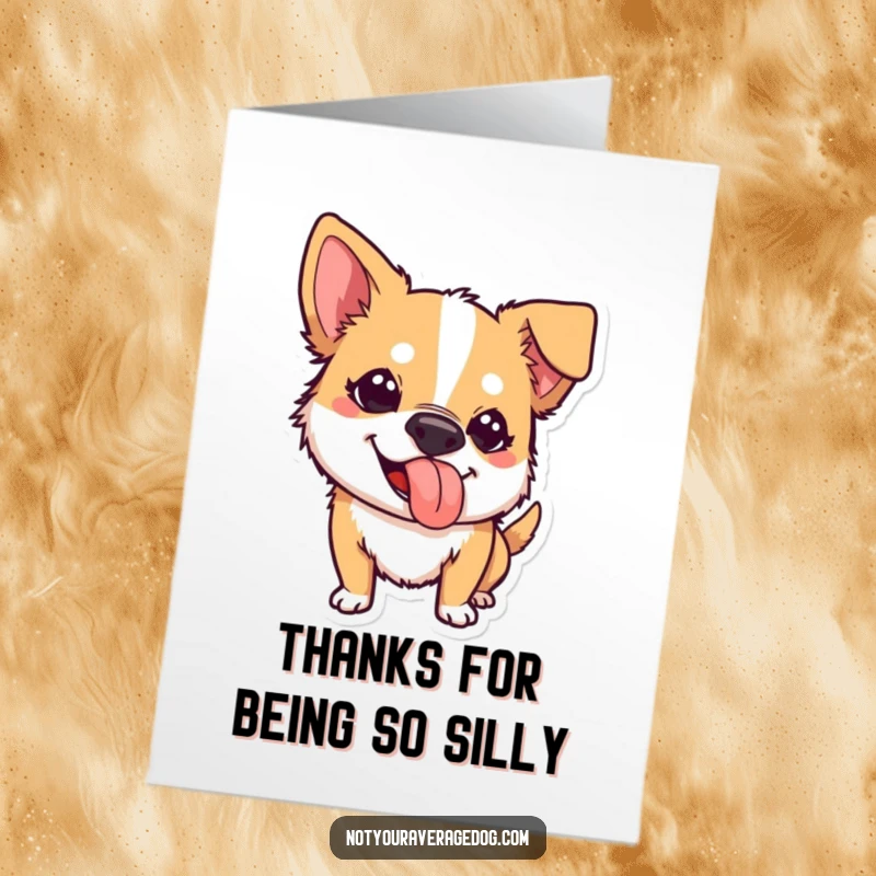 Funny Free Printable Thank You Card: A dog with its tongue sticking out at a funny angle, conveying playful thanks.