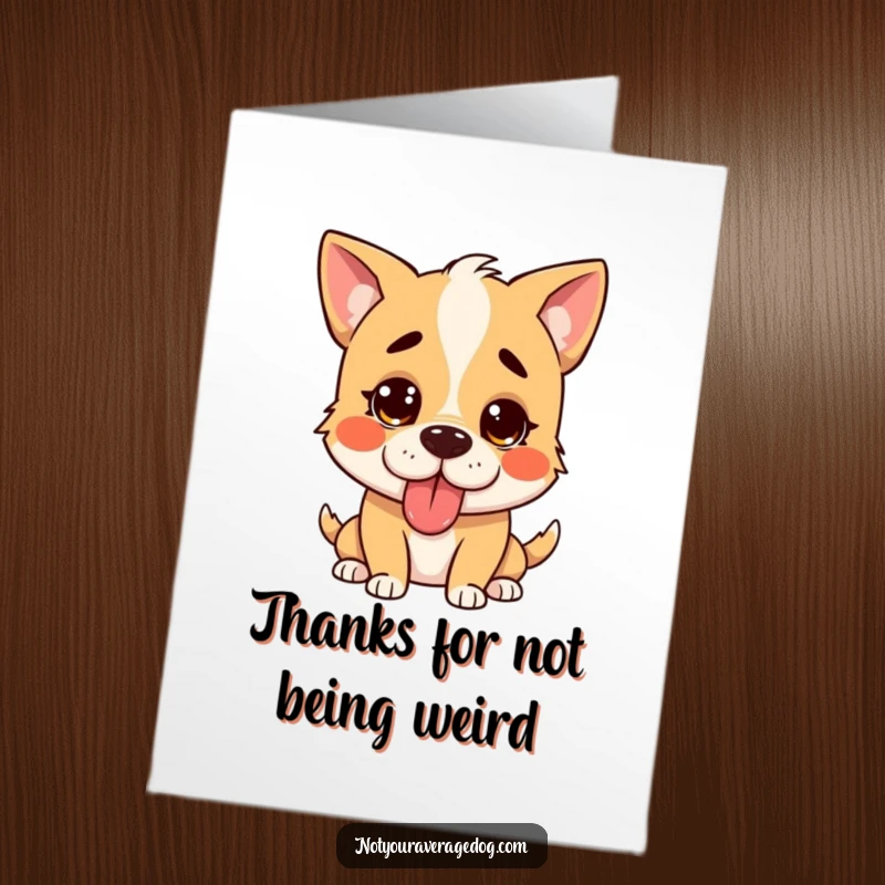 Funny Free Printable Thank You Card: confused dog with a goofy, stuck-out tongue.