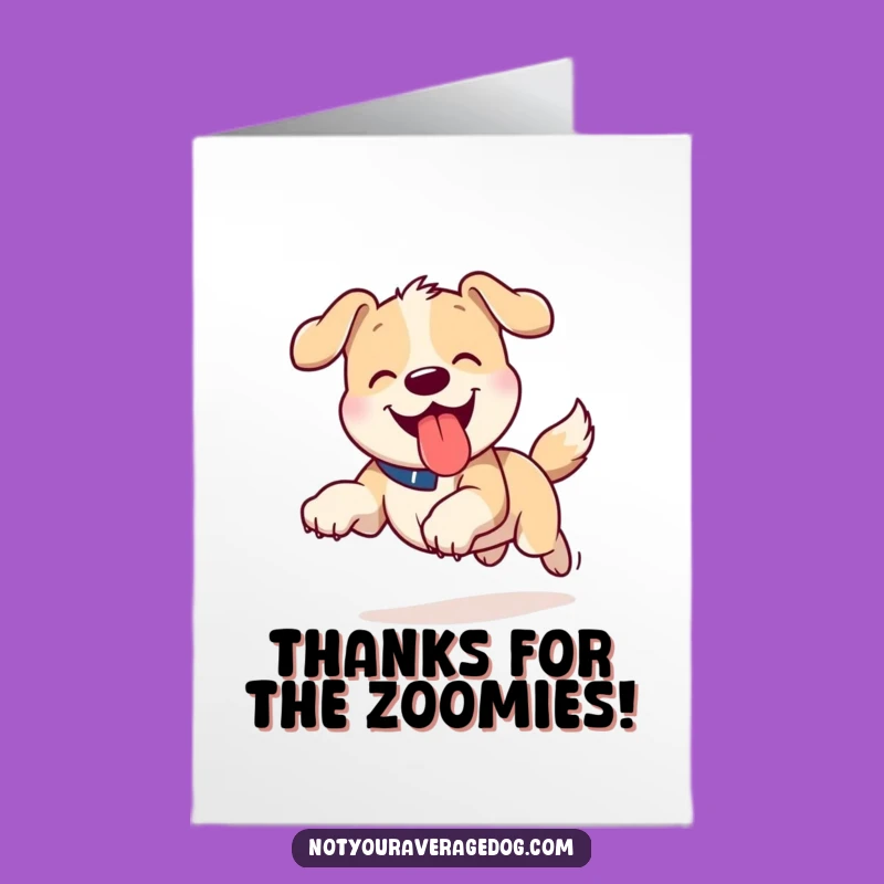 Free Printable Thank You Card Funny Dog Tongue Out Running Hilarious Downloadable Gift