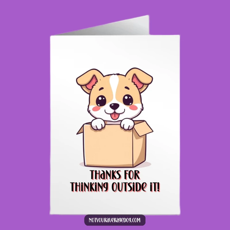 Free Printable Thank You Card: Dog pops from box, saying thanks!