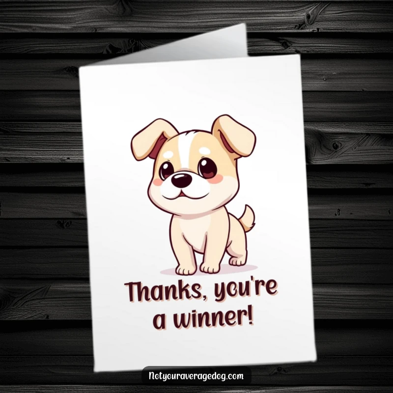 Funny Free Printable Thank You Card of a silly dog with ears flopping comically as it happily ambles along.