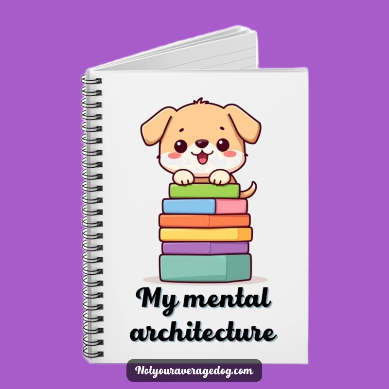 Funny Dog Block Tower Notebook - Balancing Act Journal, Witty Stationery Gift
