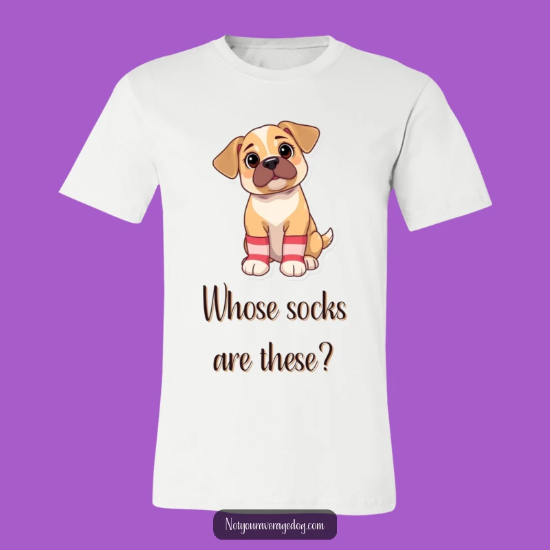 Funny Puppy Sock T-Shirt: Bewildered Dog Fashion, Mismatched Style, Perfect Funny Gift
