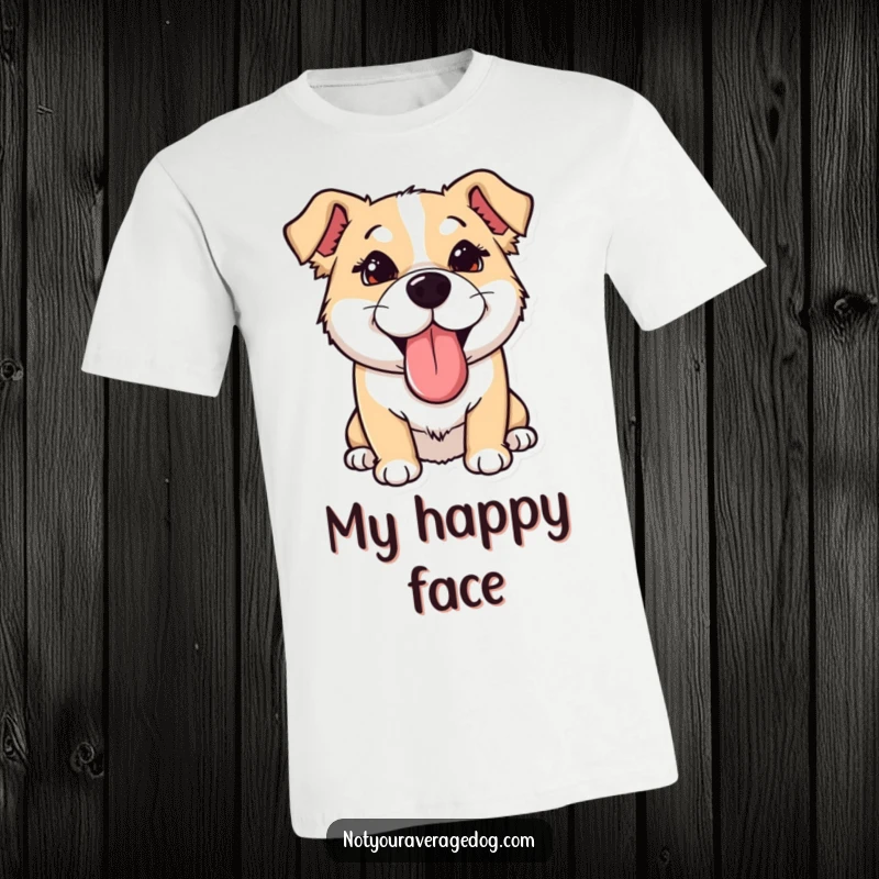 Funny T-Shirt: Dog with tongue sticking out sideways and eyes crossed, a hilarious and expressive depiction of canine silliness.