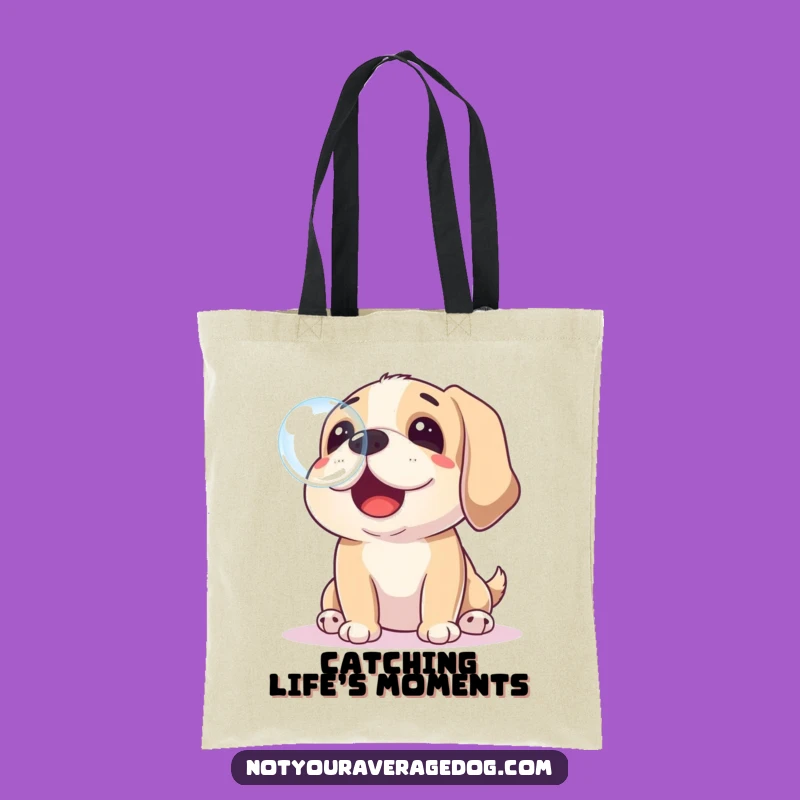 Funny Dog Catching Bubble Tote Bag - Carry Your Playful Adventures
