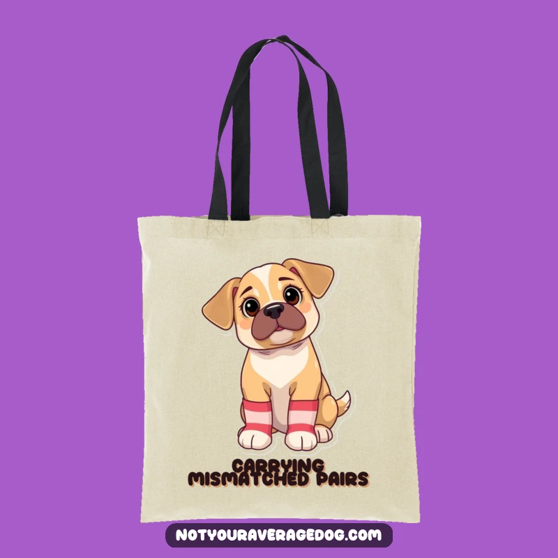 Funny Puppy Sock Tote Bag: Carry Your Chaos, Mismatched Style, Perfect Funny Gift
